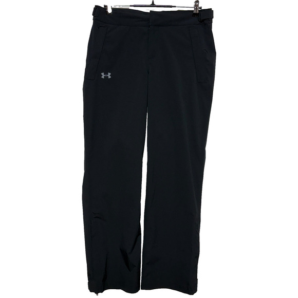 Under Armour Rain Pants Womens Medium Black 34x32 Waterproof Zip Pockets Golf - Picture 1 of 13